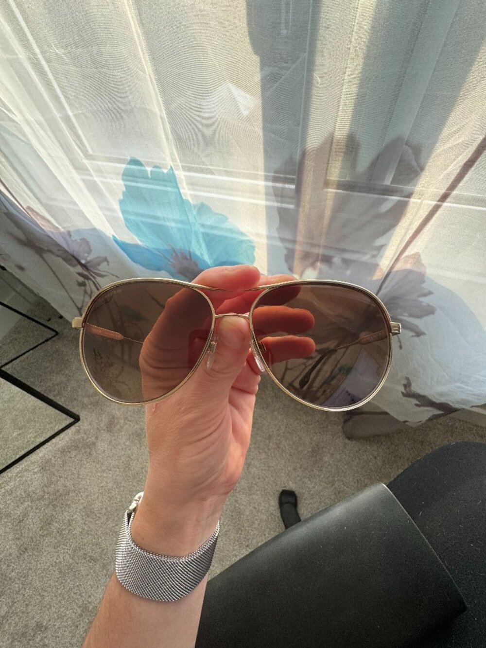 Men's Gold Burberry Aviator Sunglasses